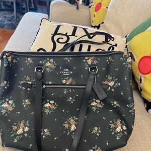 Coach Black Floral Tote Bag